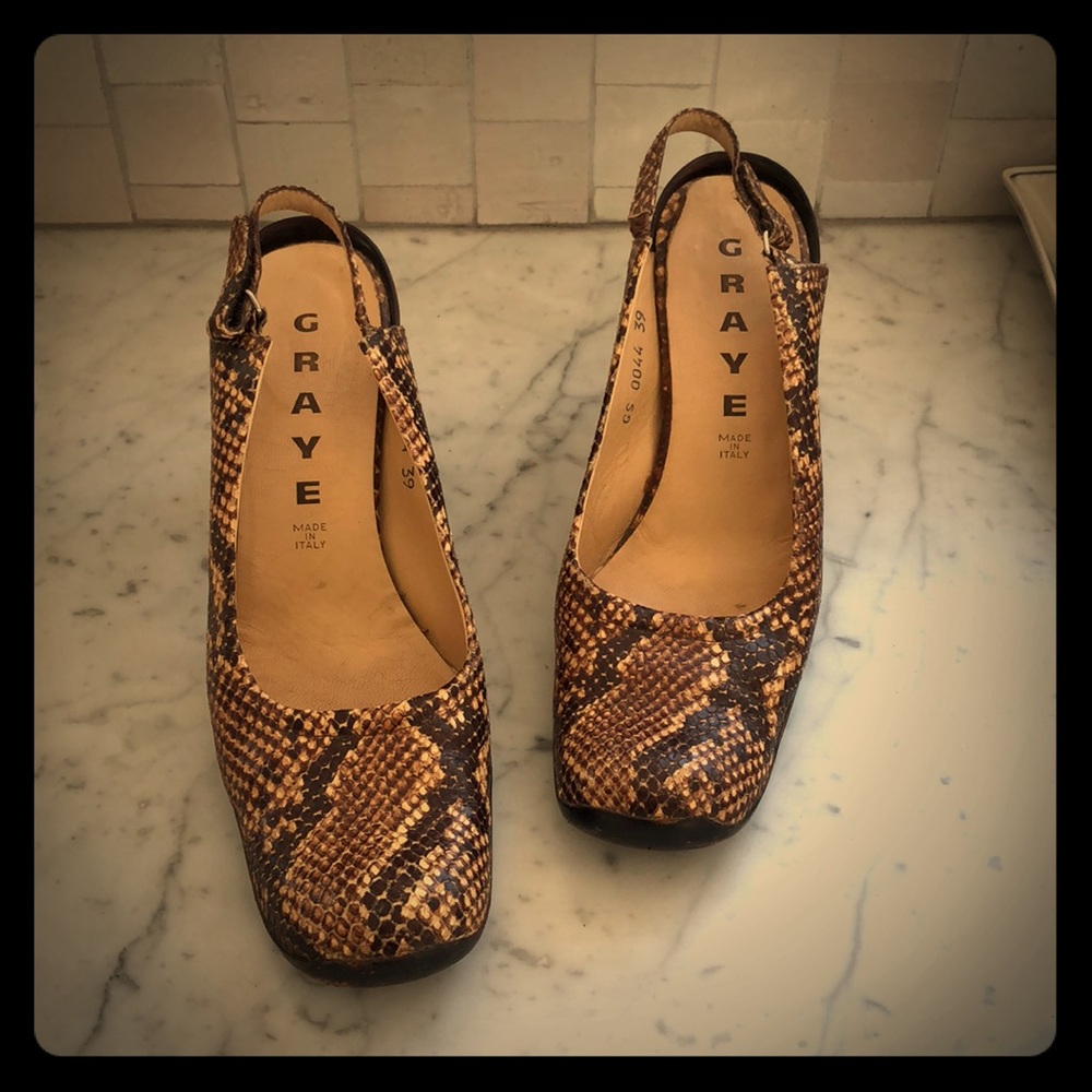 Graye Snake Skin Sling Back Pumps Size 39